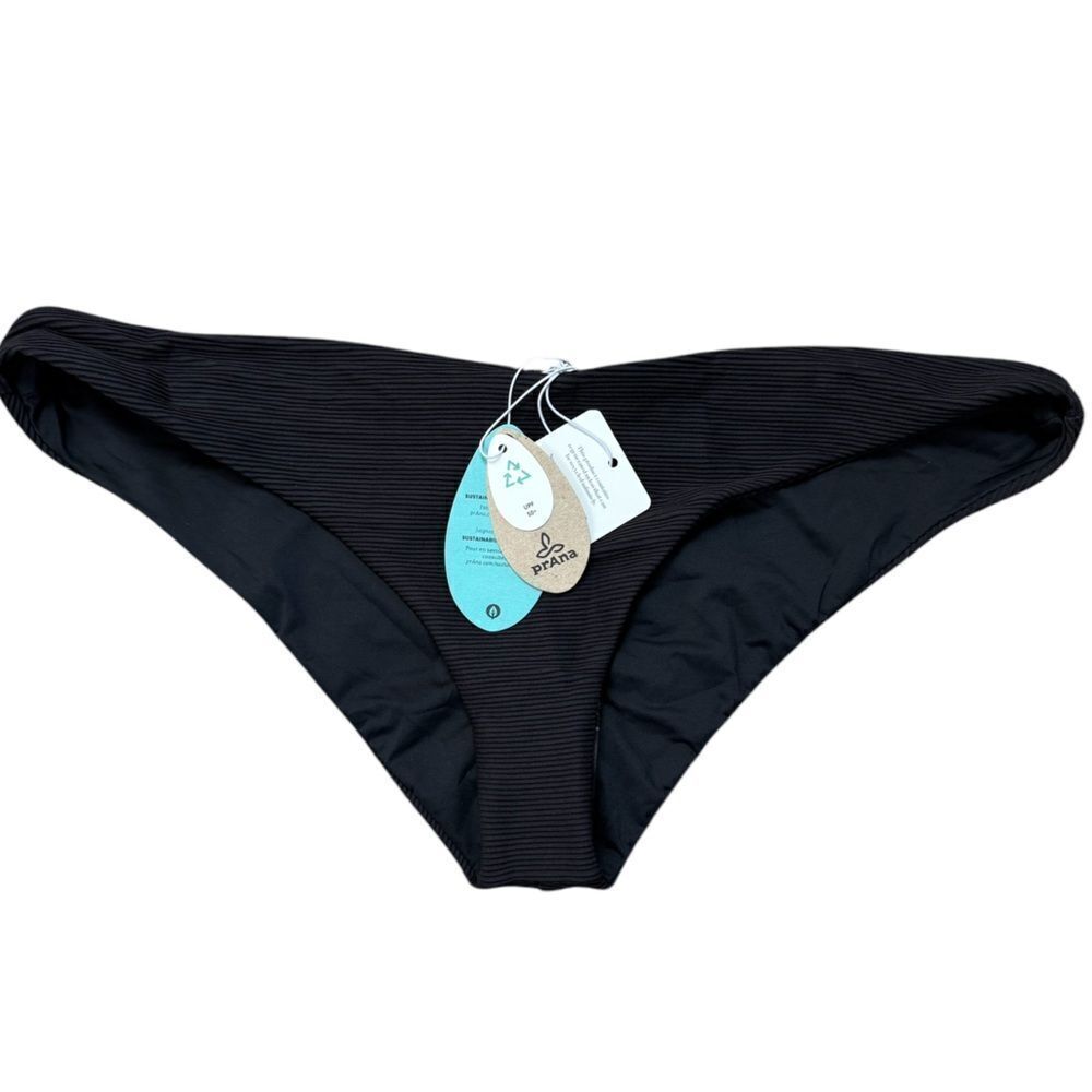 NWT Prana Black Ribbed Bikini Bottoms